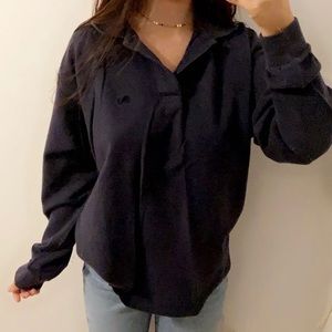 Oversized Vintage Navy Blue Long-sleeve